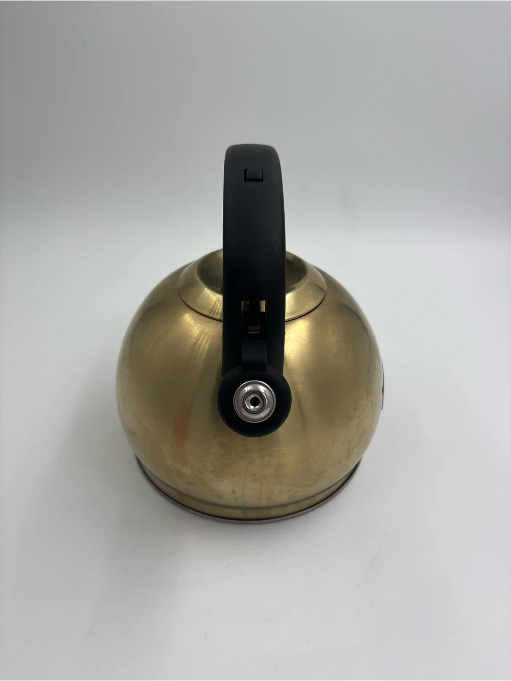 BRANDANI Gold-Colored Whistling Tea Kettle with Black Handle